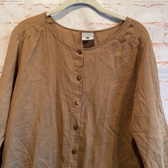 Vintage Columbia button down blouse scoop neck L - Picture 11 of 12